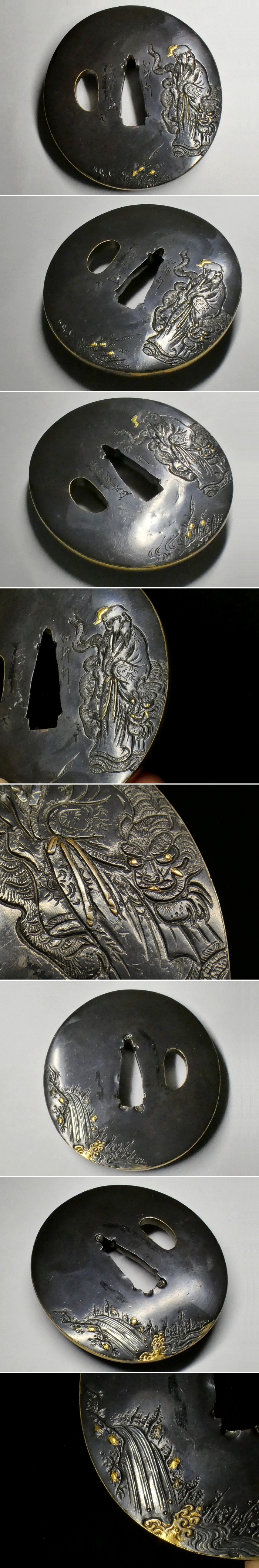 ○最高級品!! 素晴らしい刻み鞘に赤銅笹鳥緑頭と古い牛金目貫の見事な