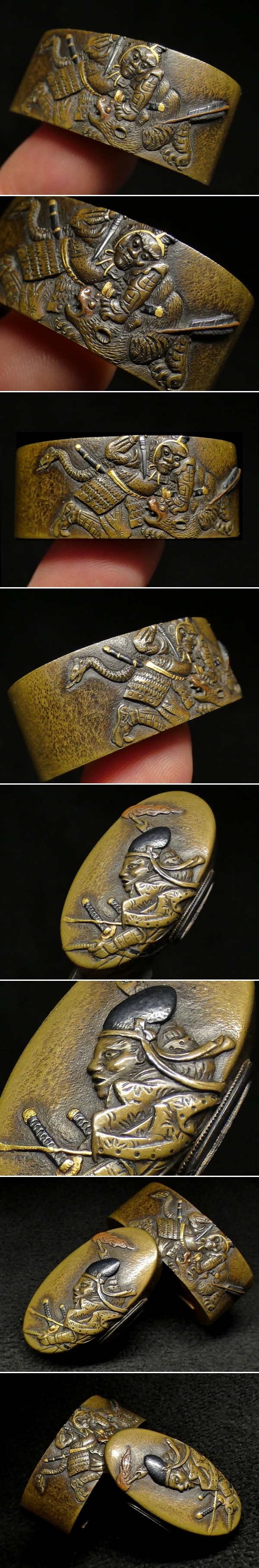 ○最高級品!! 素晴らしい刻み鞘に赤銅笹鳥緑頭と古い牛金目貫の見事な